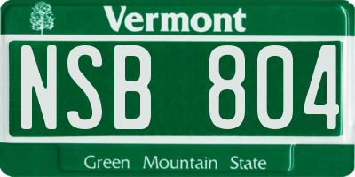 VT license plate NSB804
