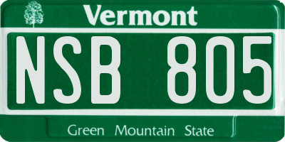 VT license plate NSB805