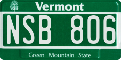 VT license plate NSB806
