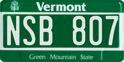 VT license plate NSB807