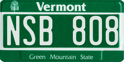 VT license plate NSB808