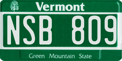 VT license plate NSB809