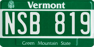 VT license plate NSB819
