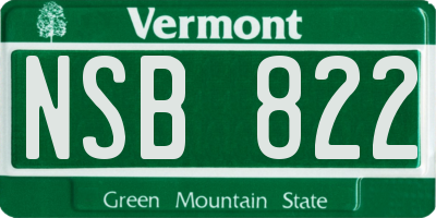 VT license plate NSB822