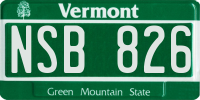 VT license plate NSB826