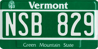 VT license plate NSB829
