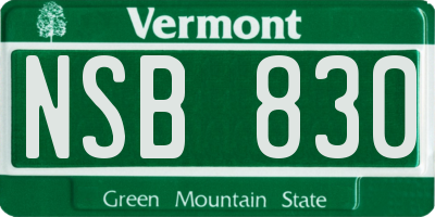 VT license plate NSB830