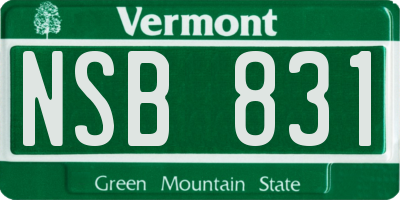 VT license plate NSB831