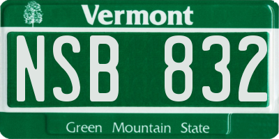 VT license plate NSB832