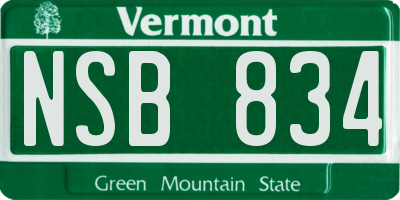 VT license plate NSB834