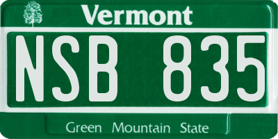VT license plate NSB835