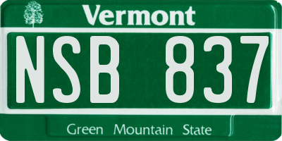 VT license plate NSB837