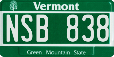 VT license plate NSB838