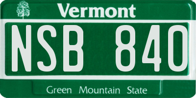 VT license plate NSB840