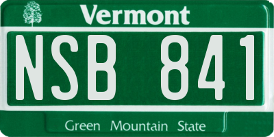 VT license plate NSB841