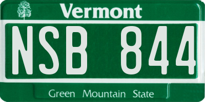 VT license plate NSB844