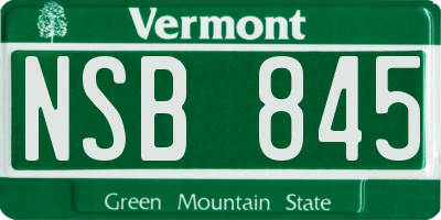 VT license plate NSB845