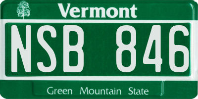 VT license plate NSB846
