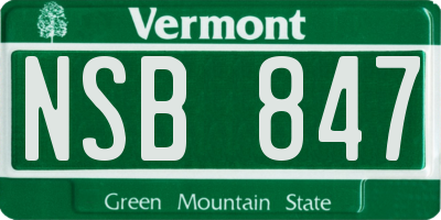 VT license plate NSB847