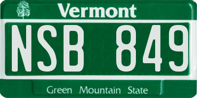 VT license plate NSB849