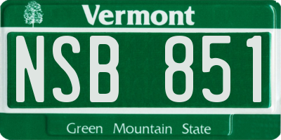 VT license plate NSB851