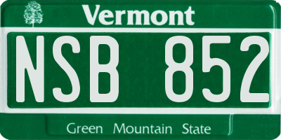 VT license plate NSB852