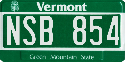 VT license plate NSB854