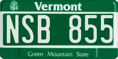VT license plate NSB855