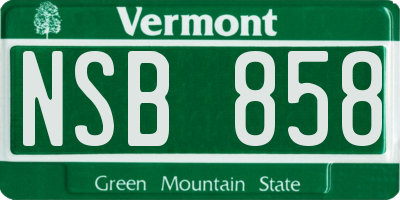 VT license plate NSB858