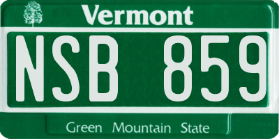 VT license plate NSB859