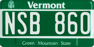 VT license plate NSB860