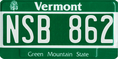 VT license plate NSB862