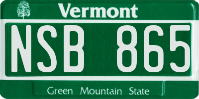 VT license plate NSB865