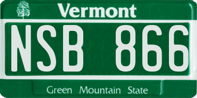 VT license plate NSB866