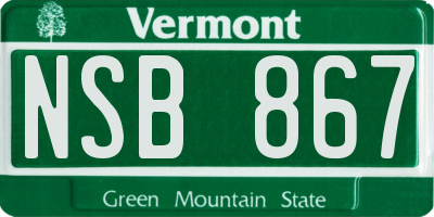 VT license plate NSB867