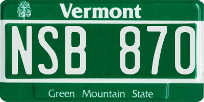 VT license plate NSB870