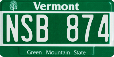 VT license plate NSB874
