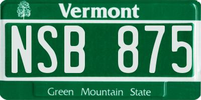 VT license plate NSB875