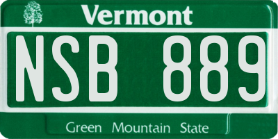 VT license plate NSB889