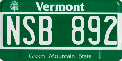 VT license plate NSB892