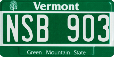 VT license plate NSB903