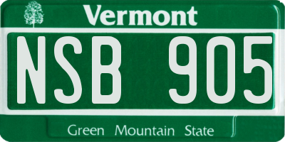 VT license plate NSB905