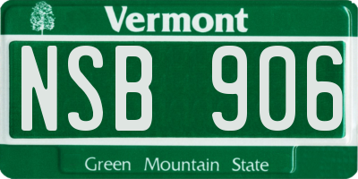 VT license plate NSB906
