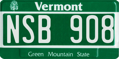 VT license plate NSB908
