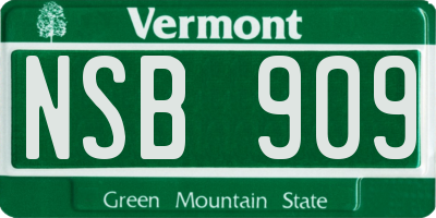 VT license plate NSB909