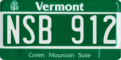 VT license plate NSB912
