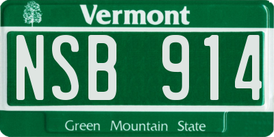 VT license plate NSB914