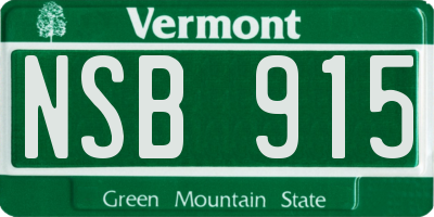 VT license plate NSB915