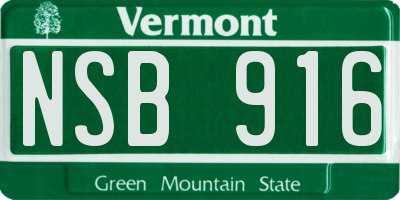 VT license plate NSB916