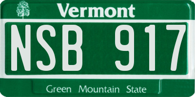 VT license plate NSB917